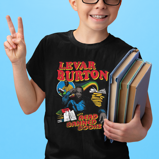 LeVar Burton Says Read Banned Books Unisex Kids T-Shirt