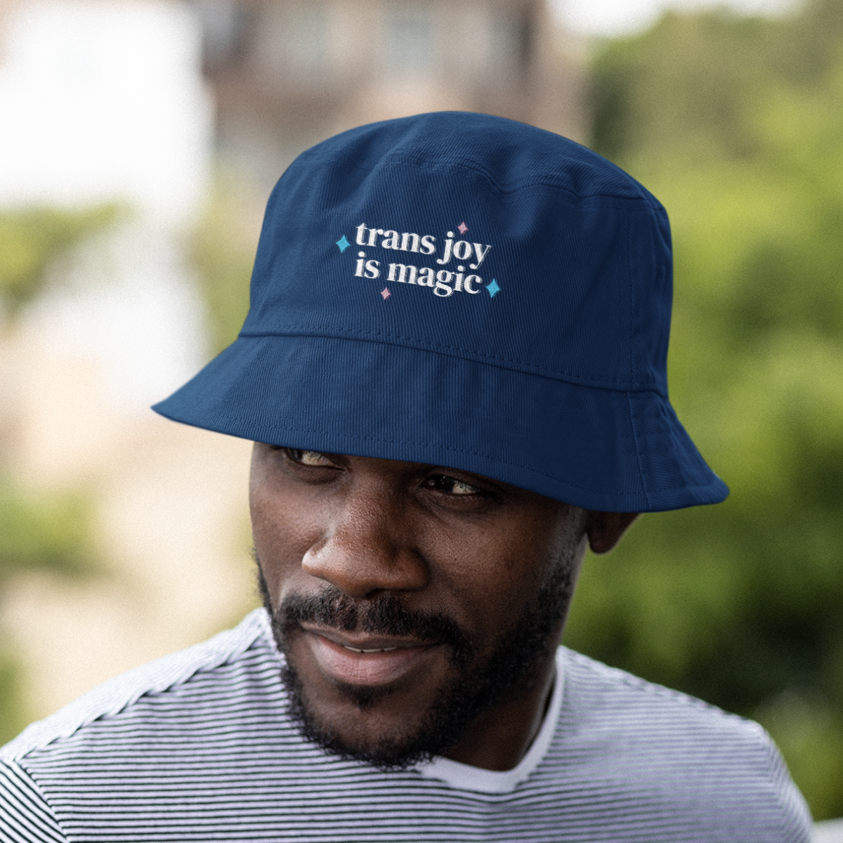"Trans Joy Is Magic" Embroidered Bucket Hat