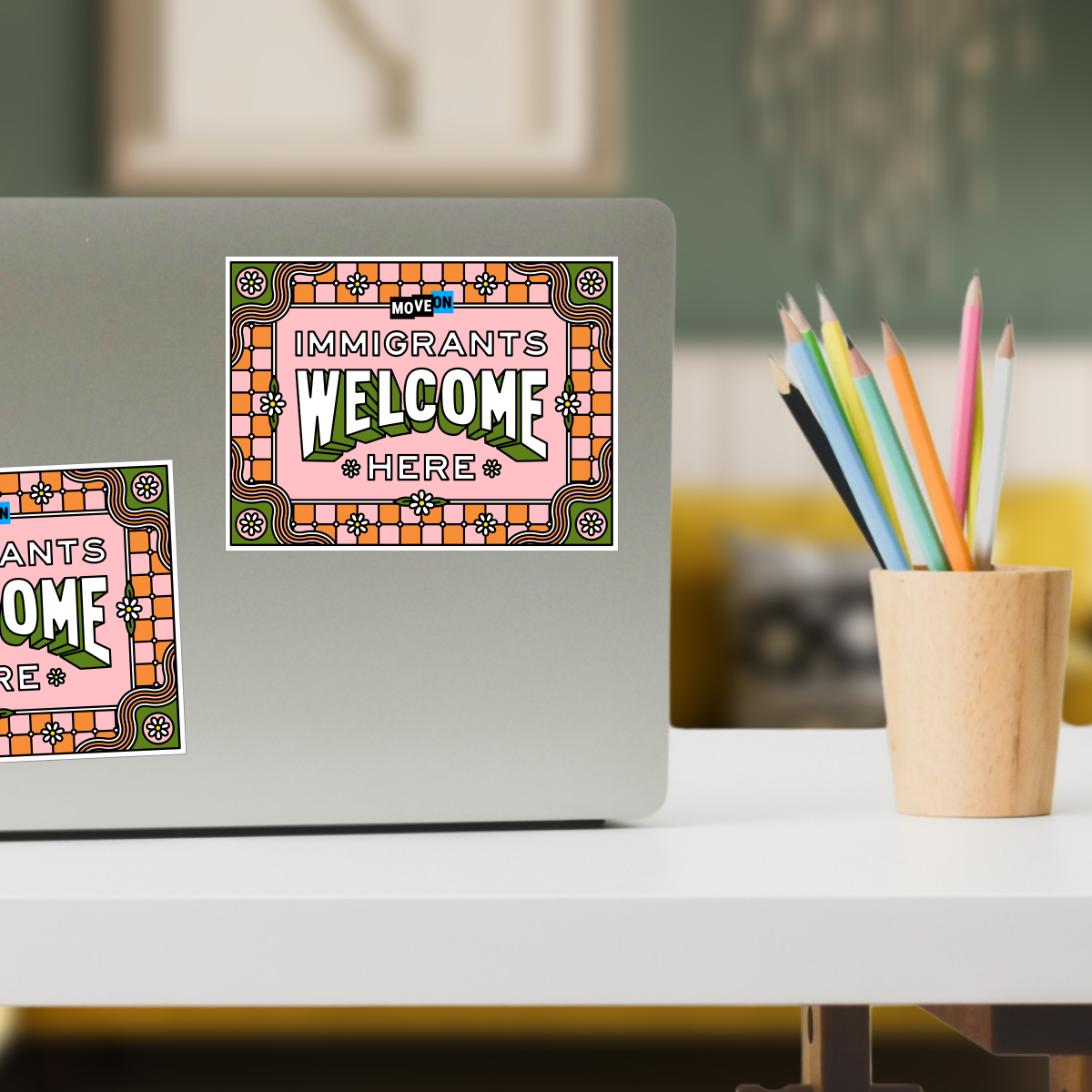 "Immigrants Welcome Here" Sticker 5-Packs