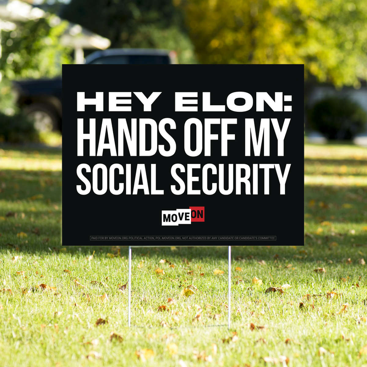 "Hey Elon: Hands Off My Social Security" Yard Sign