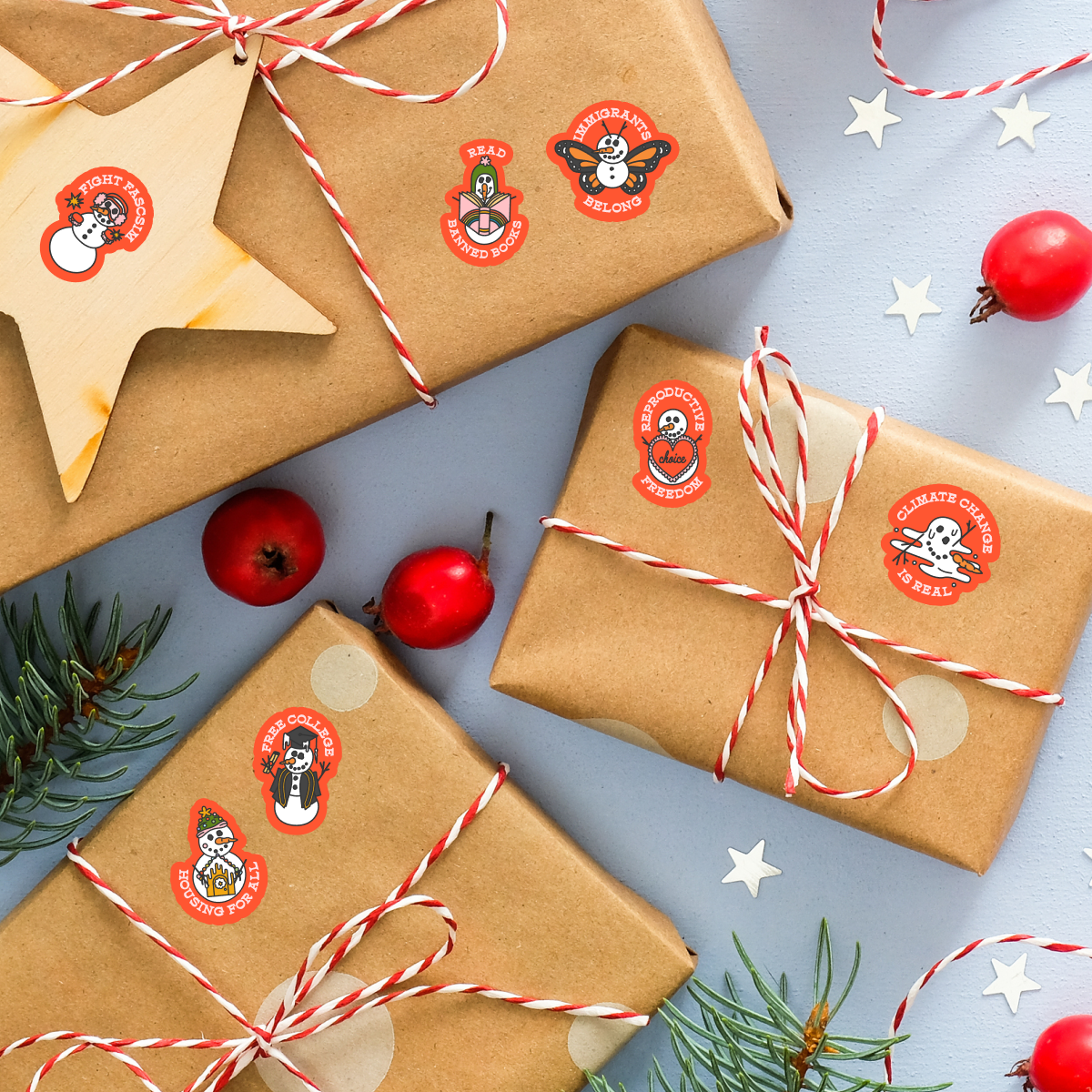 Identical Sticker Limited-Edition Holiday Sticker Sheet 5-packs – MoveOn.org Political Action